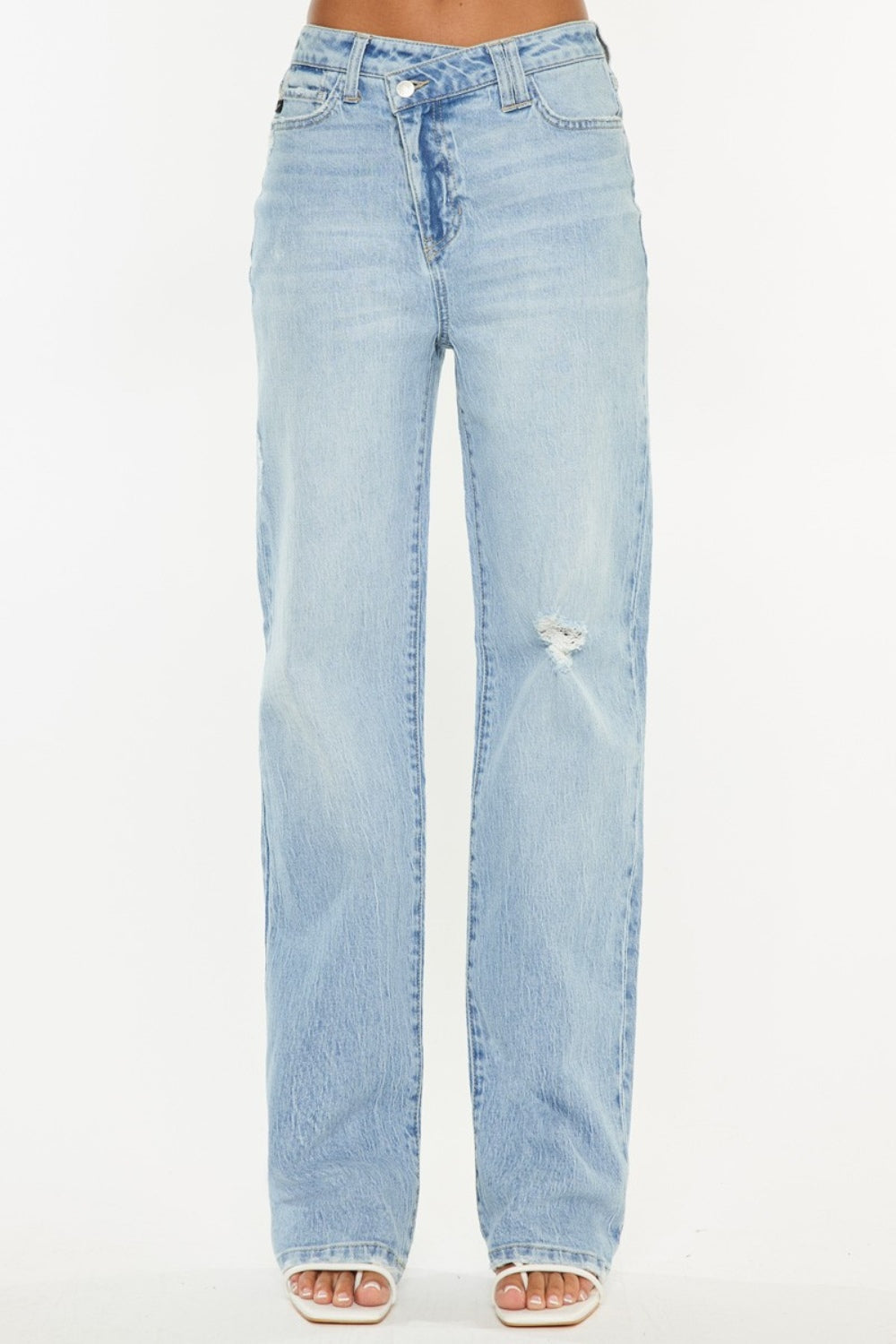 Kancan Distressed High Waist Straight Jeans - Shop All Around Divas