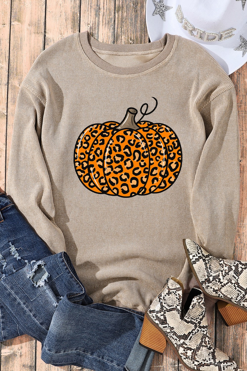 Pumpkin Round Neck Long Sleeve Sweatshirt Trendsi