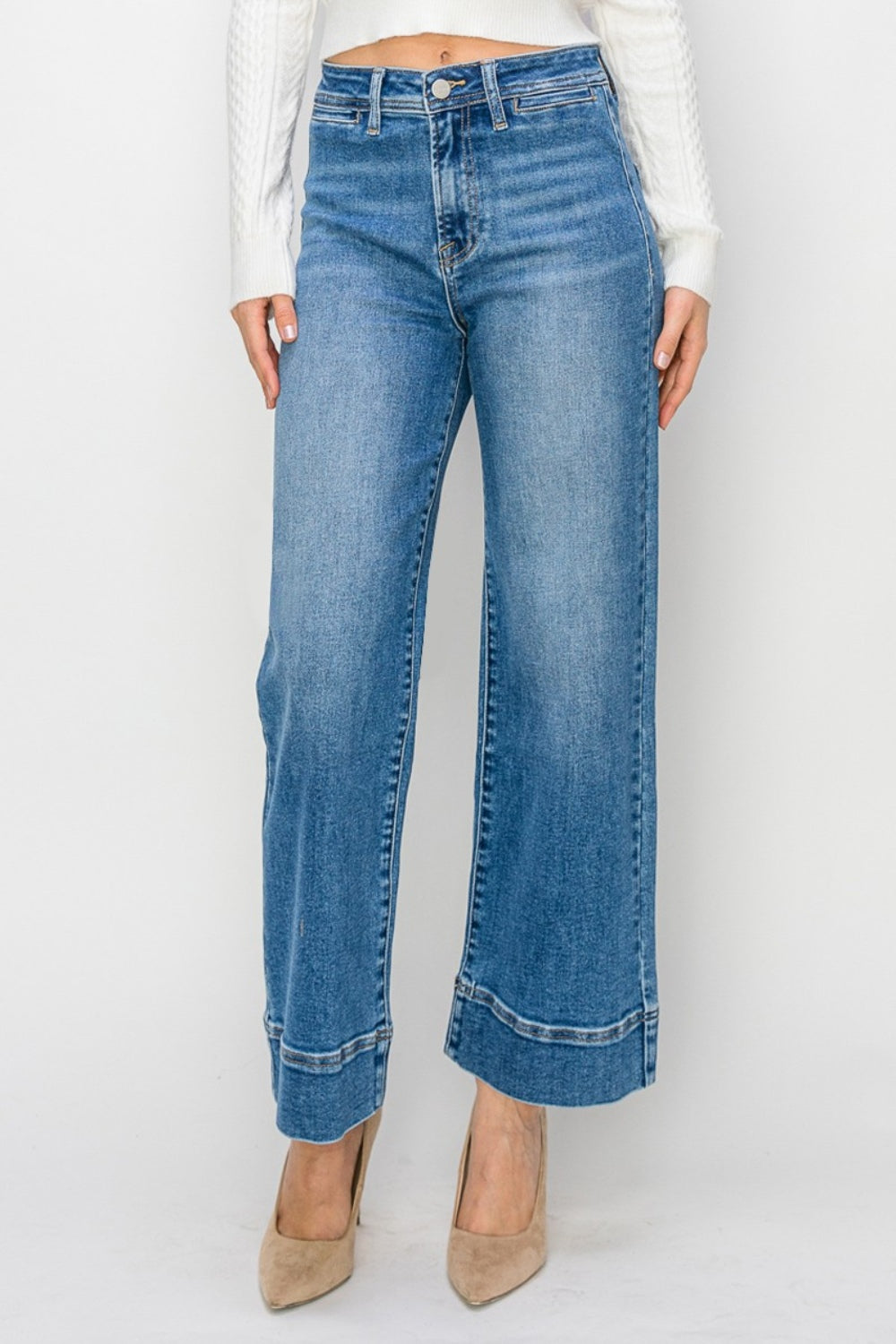 Risen Full Size High Rise Wide Leg Jeans Trendsi