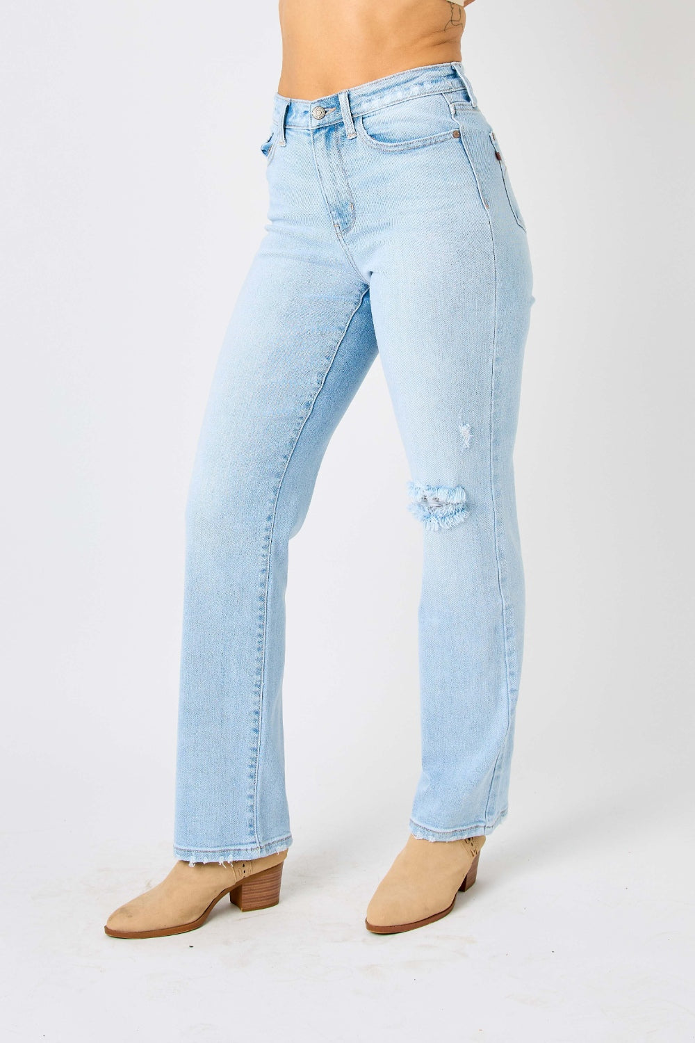 Judy Blue Full Size High Waist Distressed Straight Jeans - Shop All Around Divas