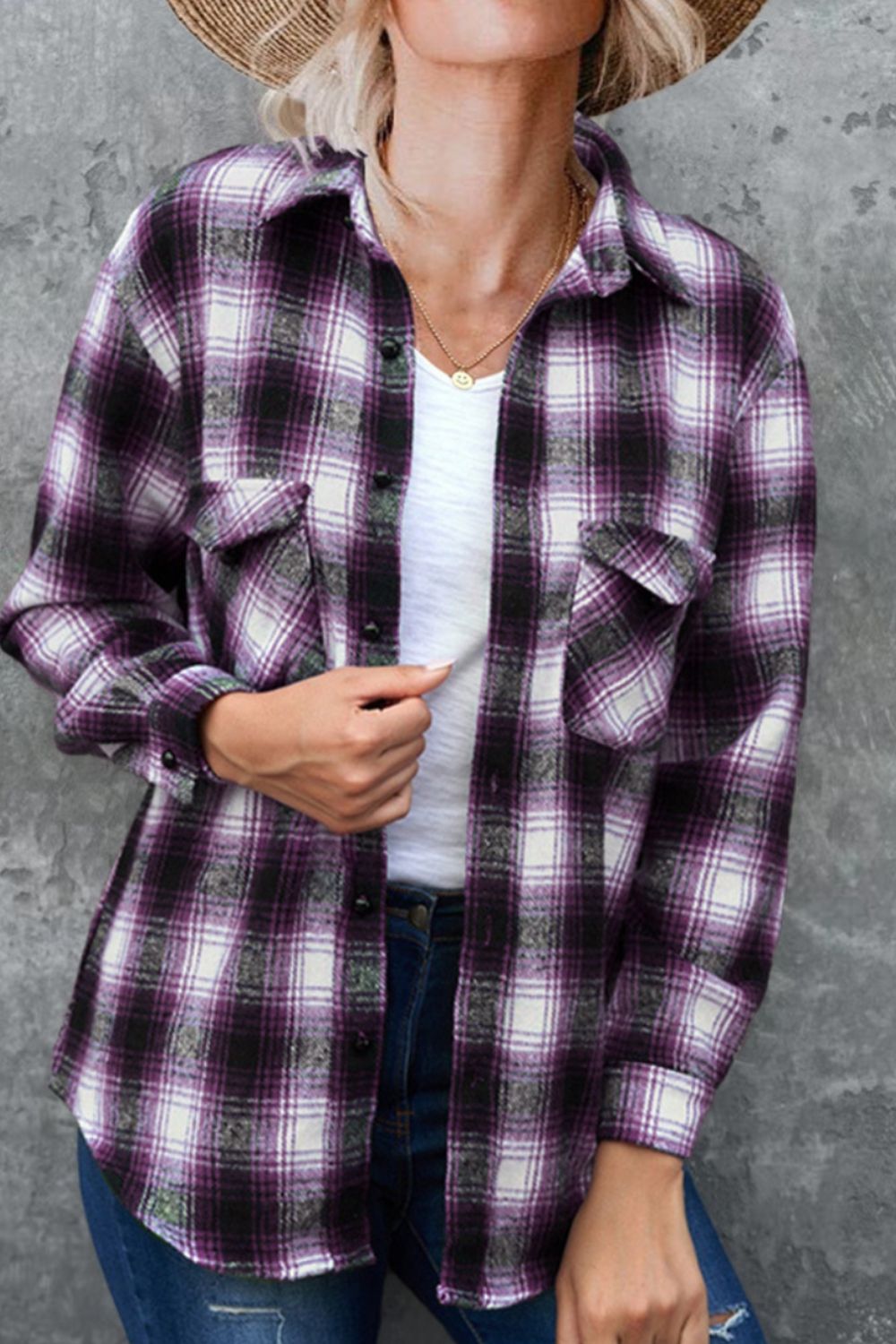 Falling For You Plaid Collared Neck Long Sleeve Shirt - 6 Colors