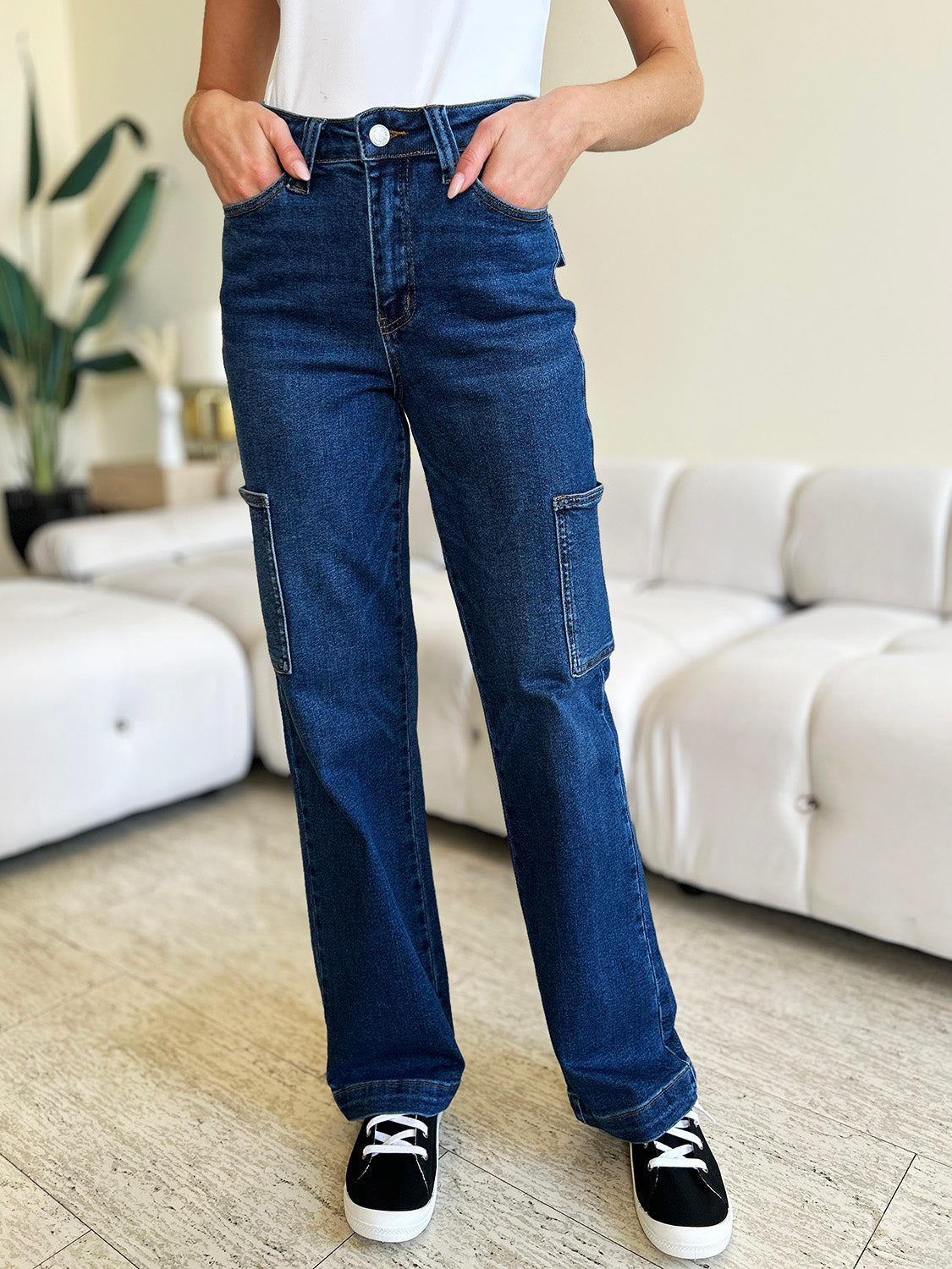 Judy Blue Full Size High Waist Straight Cargo Jeans - Shop All Around Divas