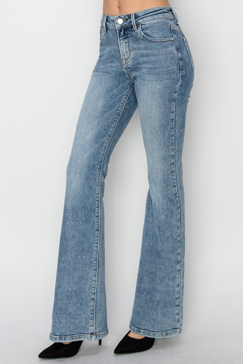 RISEN Full Size Mid Rise Bootcut Jeans Trendsi