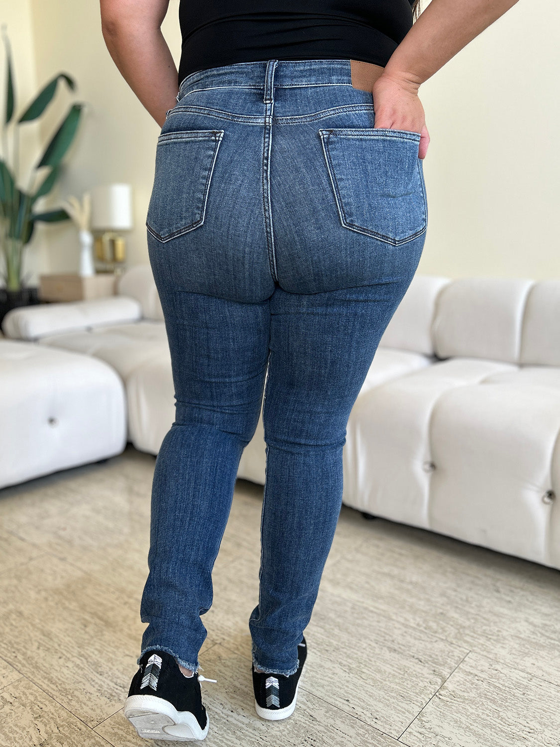 Judy Blue Full Size  High Waist Distressed Skinny Jeans - Shop All Around Divas