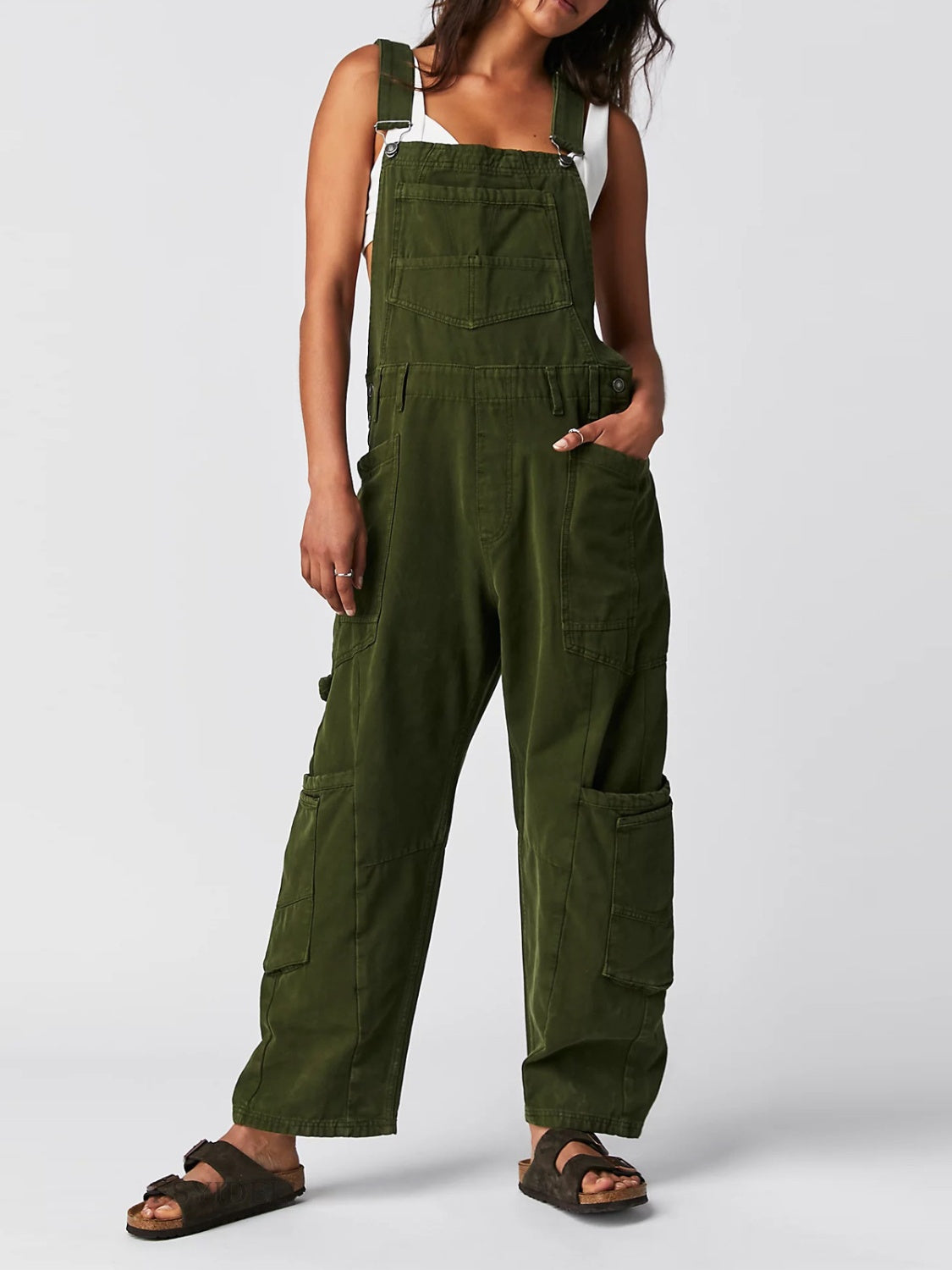 Pocketed Wide Strap Denim Overalls - 4 Colors Trendsi