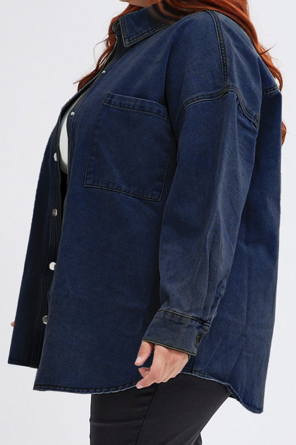 Plus Size Snap Down Pocketed Denim Jacket - 2 Colors - Shop All Around Divas