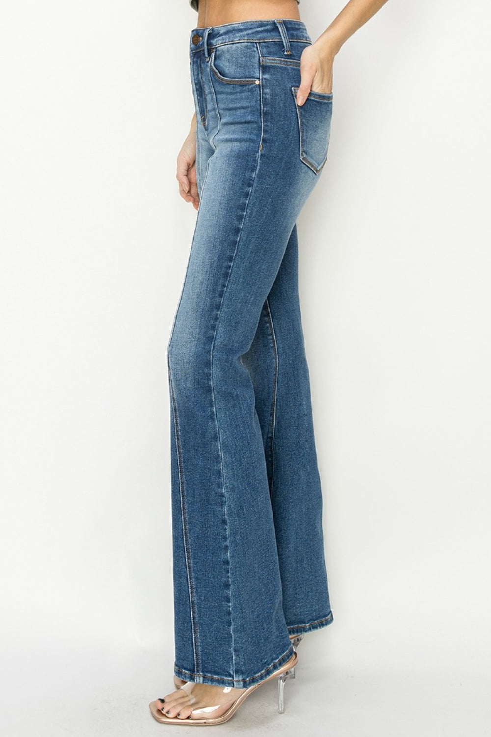 RISEN Full Size High Rise Front Seam Detailed Flare Jeans - Shop All Around Divas