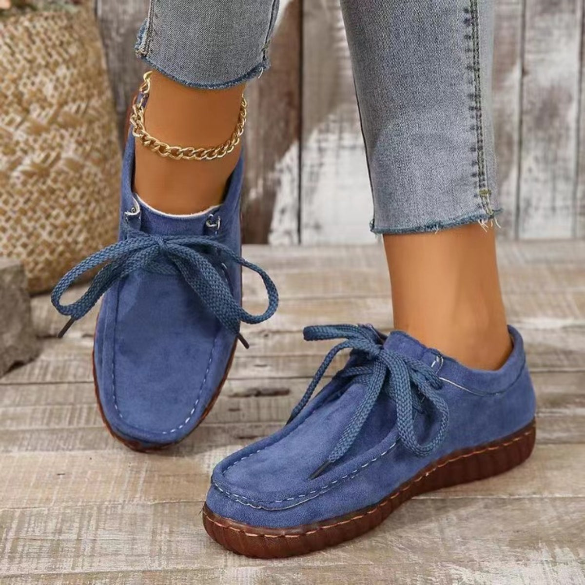 Tied Suede Round Toe Sneakers - 3 Colors