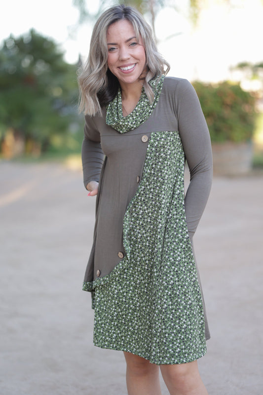 Winter Meadows Cowl Neck Dress