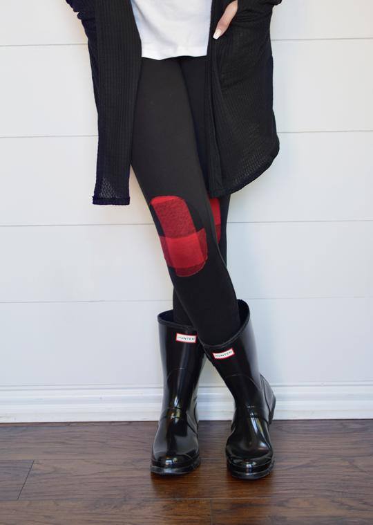 Buffalo Plaid Knee Patch Leggings