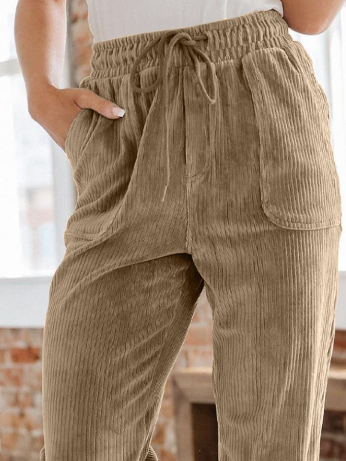 Fall Breeze Drawstring Pants with Pockets - 4 Colors Trendsi