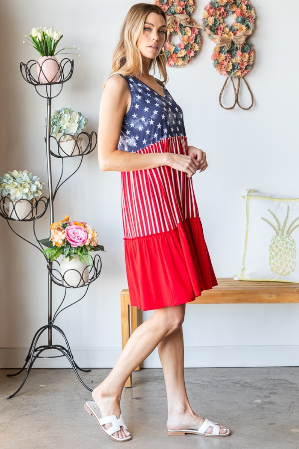Heimish US Flag Theme Contrast Tank Dress - Shop All Around Divas