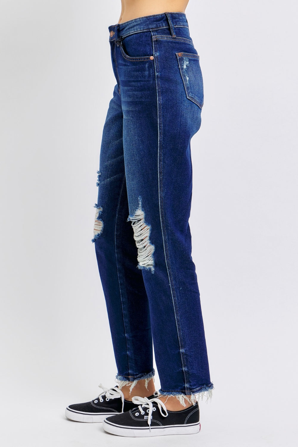 Judy Blue Full Size High Waist Rigid Magic Heavy Destroy Straight Jeans Trendsi