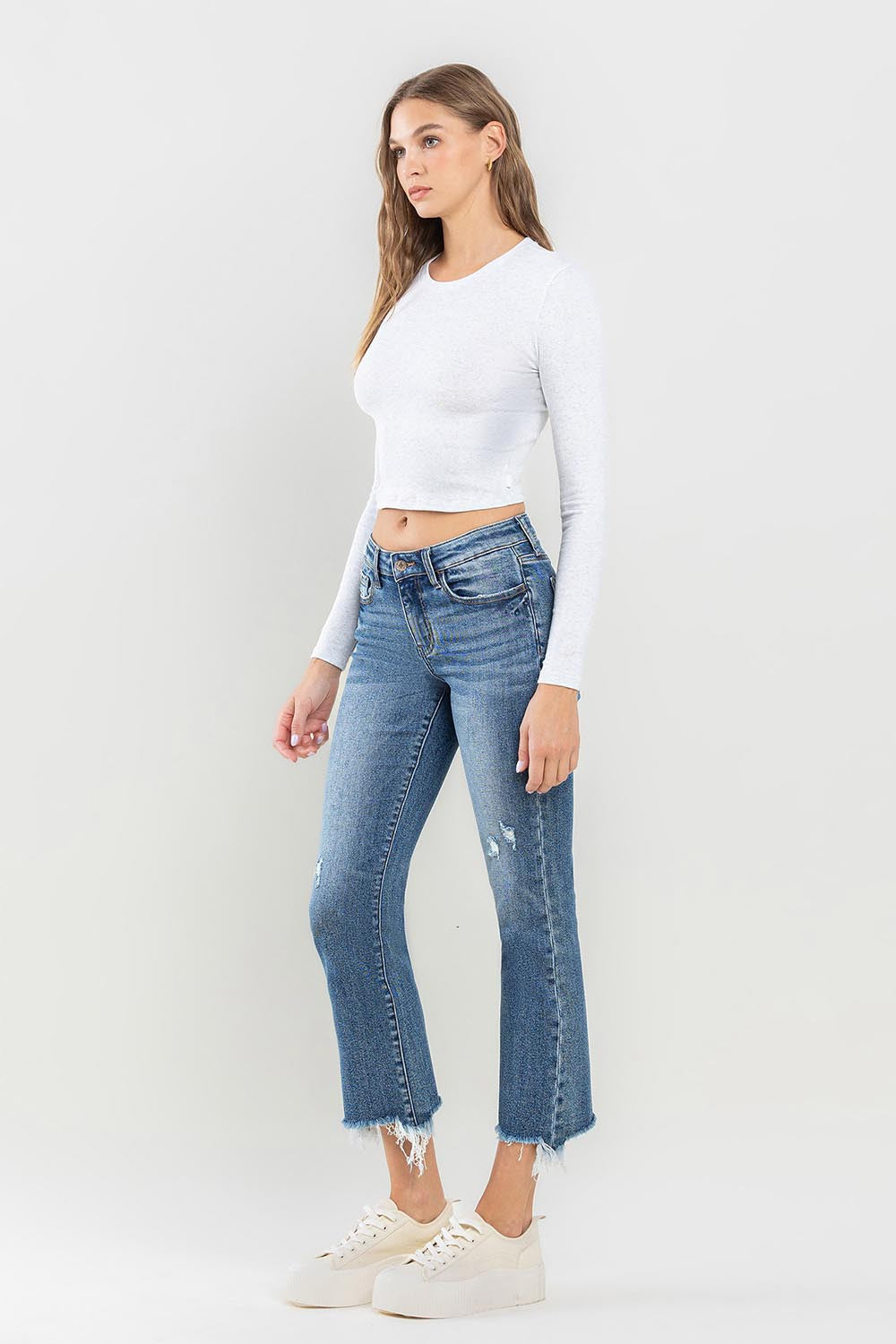 Lovervet Mid Rise Frayed Hem Jeans - Shop All Around Divas