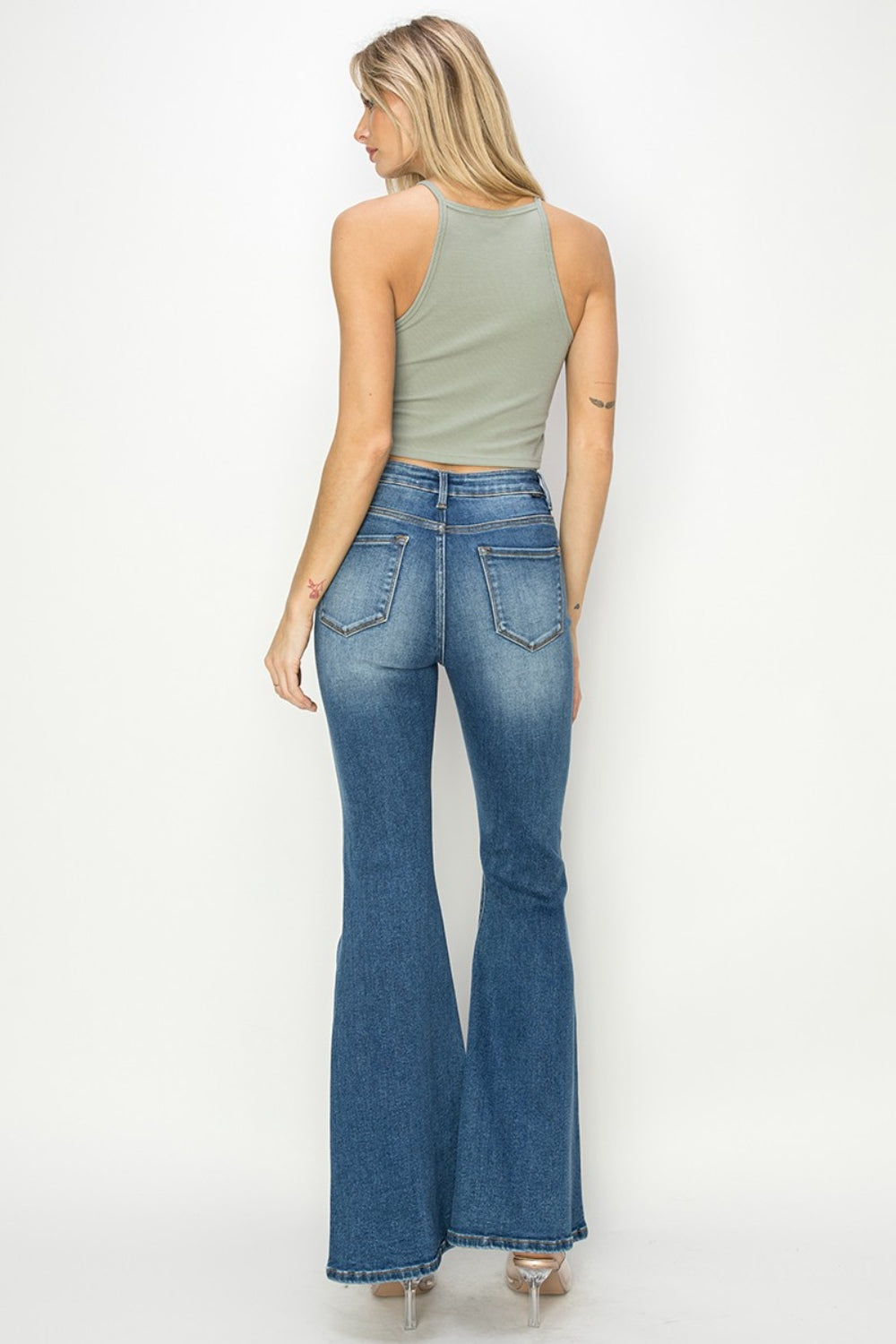 RISEN Full Size High Rise Front Seam Detailed Flare Jeans - Shop All Around Divas