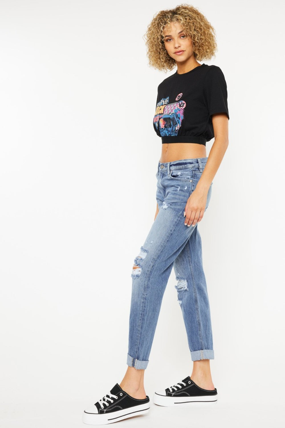 Kancan Mid Rise Distressed Straight Jeans - Shop All Around Divas