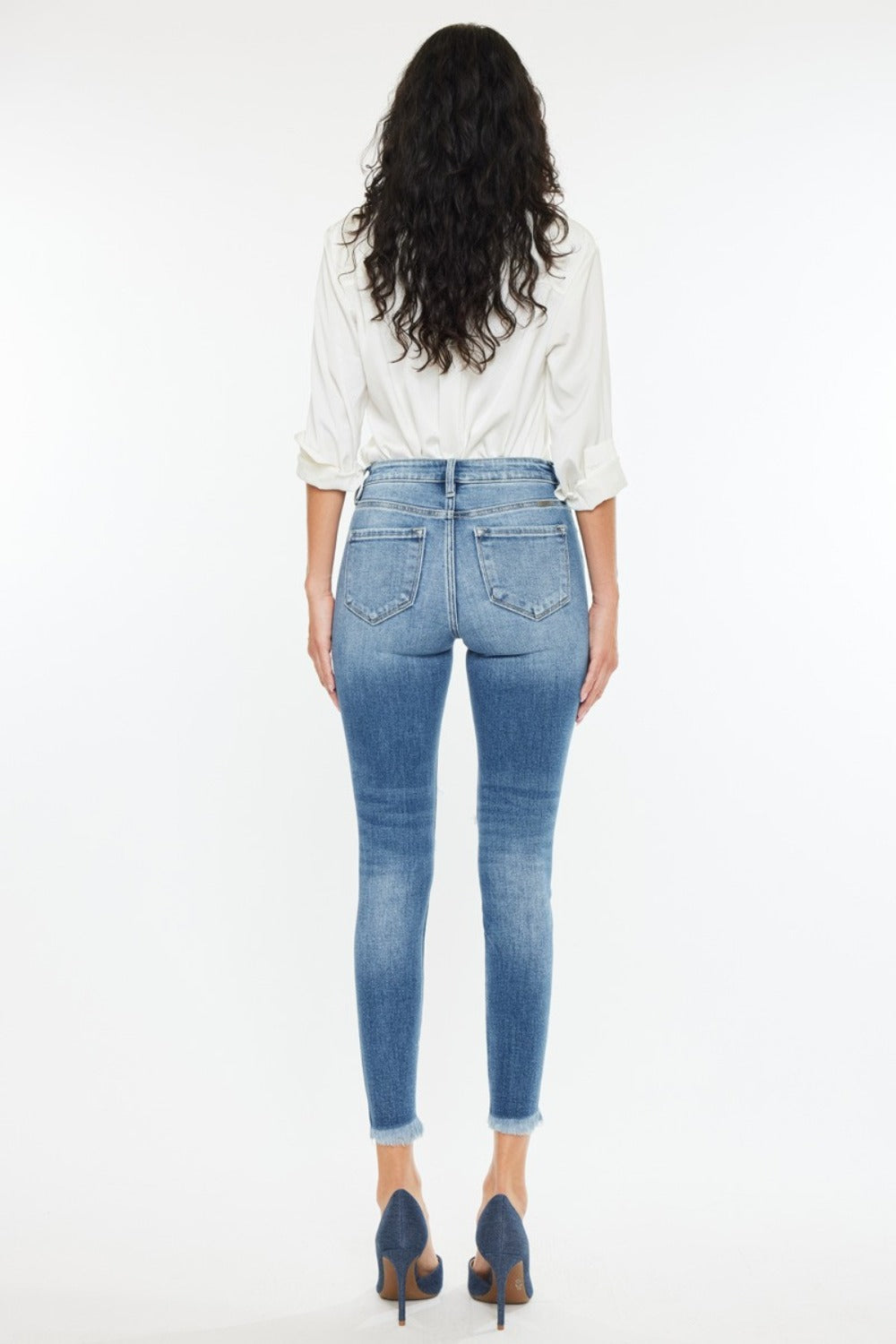 Kancan High Rise Frayed Ankle Skinny Jeans Trendsi