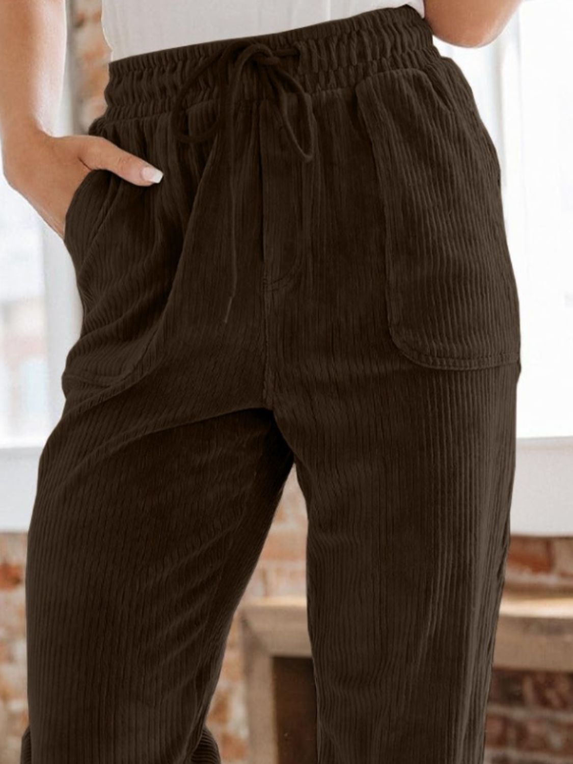 Fall Breeze Drawstring Pants with Pockets - 4 Colors Trendsi