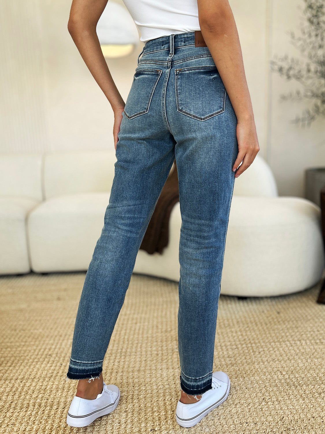 Judy Blue Full Size Mid Rise Rigid Magic Release Hem Jeans - Shop All Around Divas