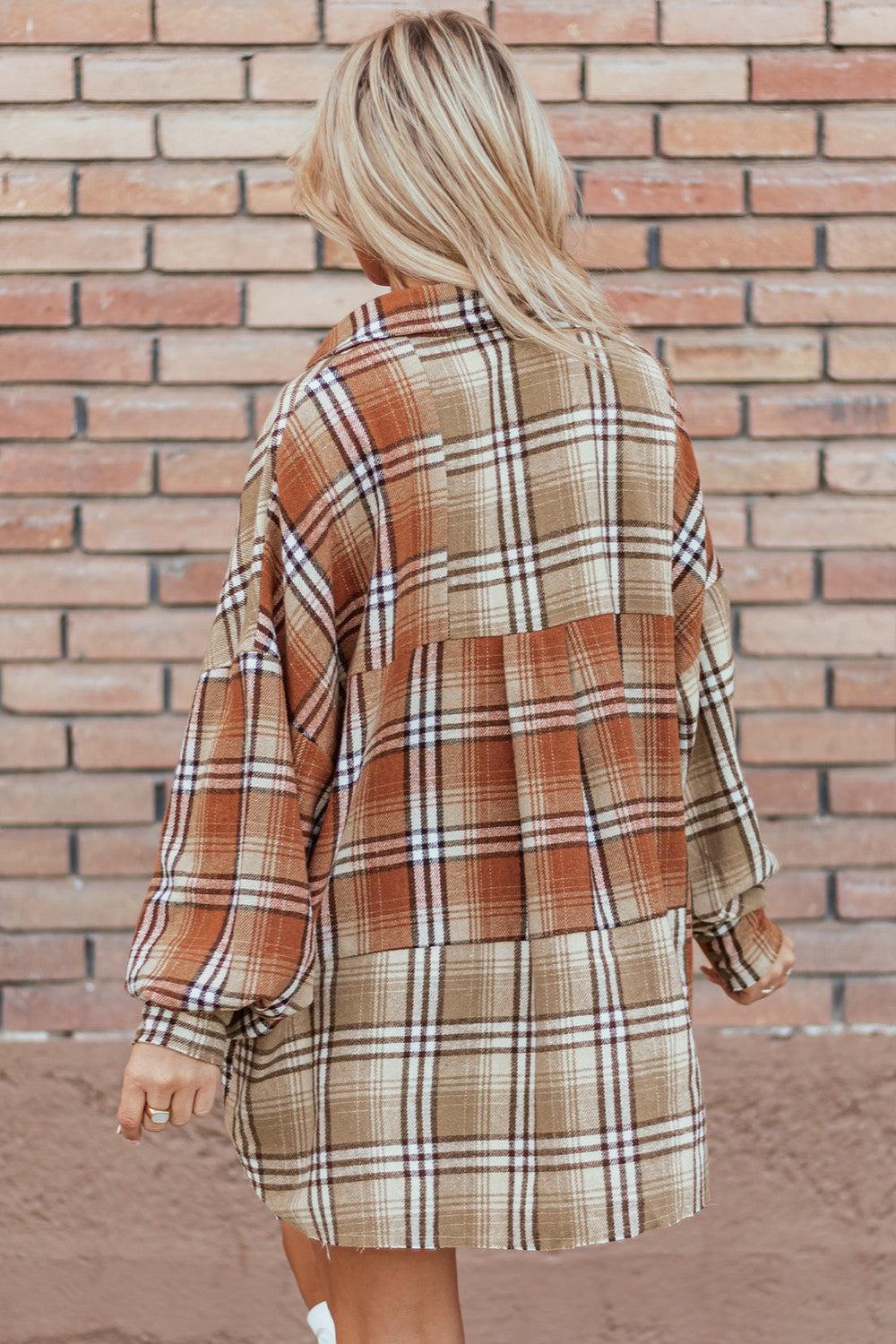 Reece Plaid Snap Down Shacket Trendsi