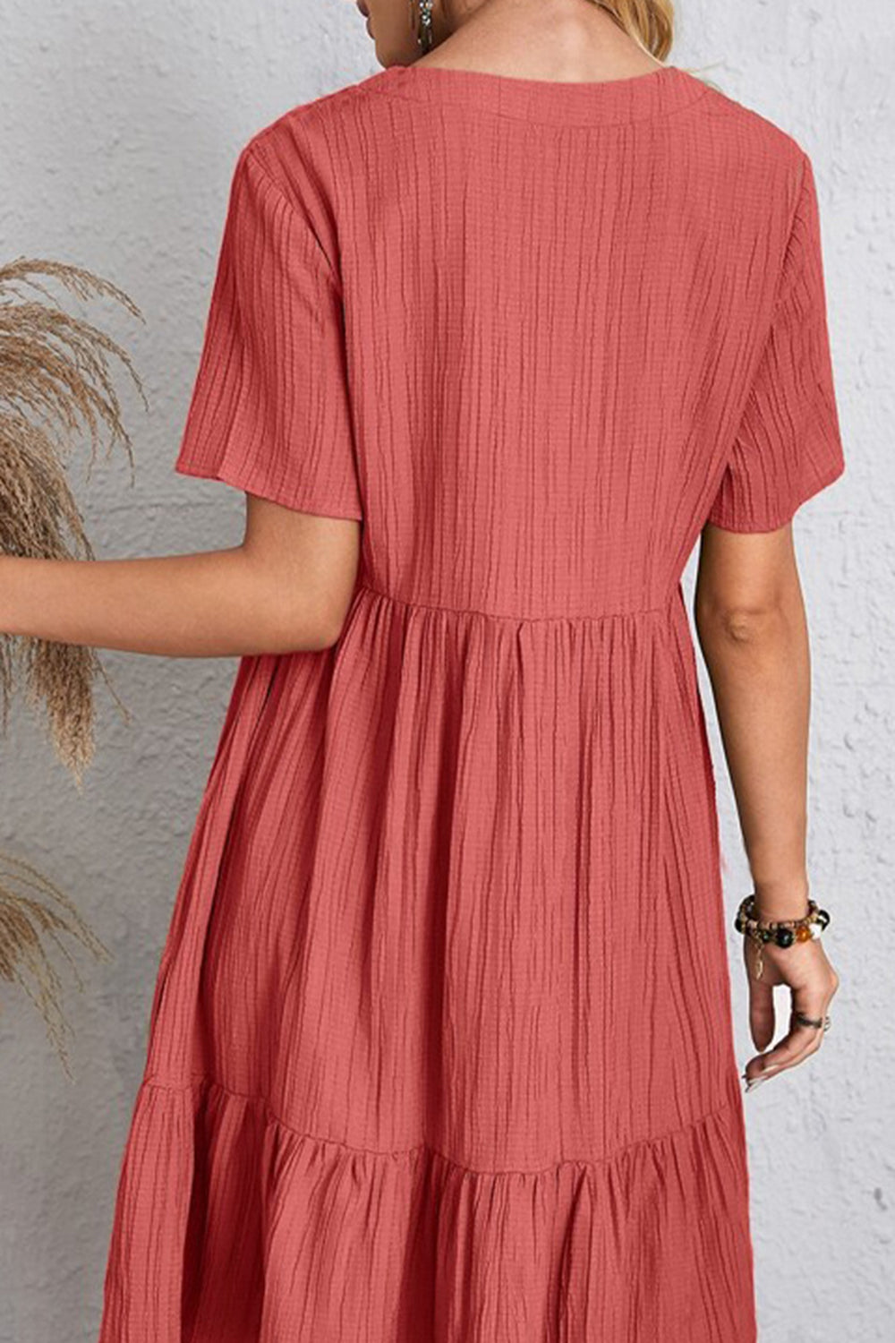 Full Size Ruched V-Neck Short Sleeve Dress - 7 Colors - Shop All Around Divas