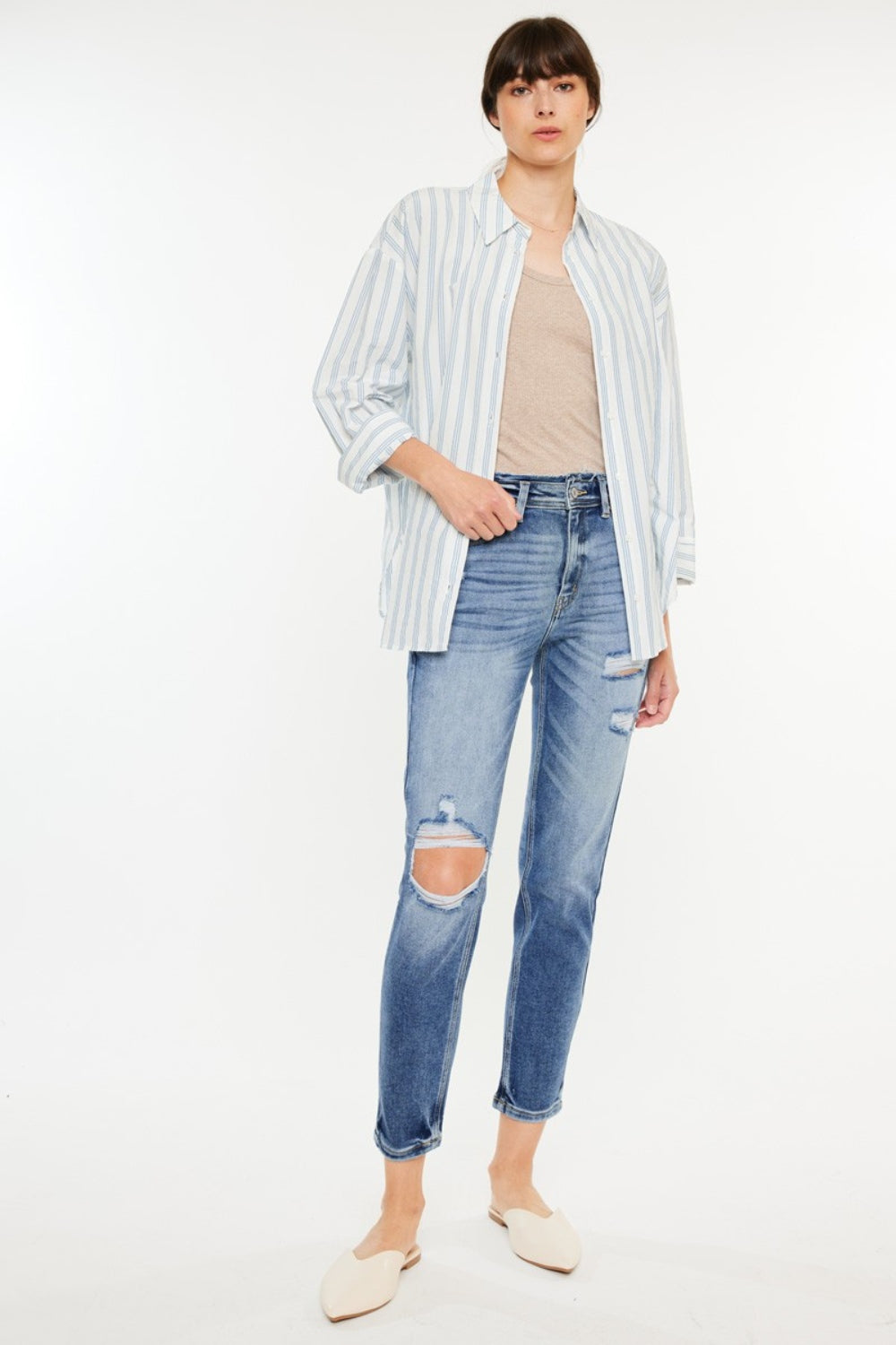 Kancan High Rise Distressed Mom Jeans - Shop All Around Divas