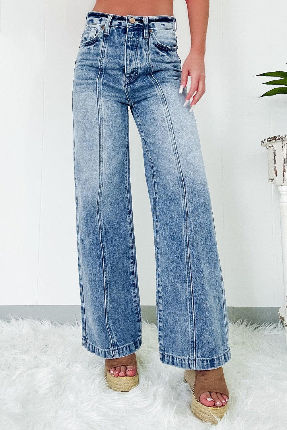 High Waist Wide Leg Jeans Trendsi