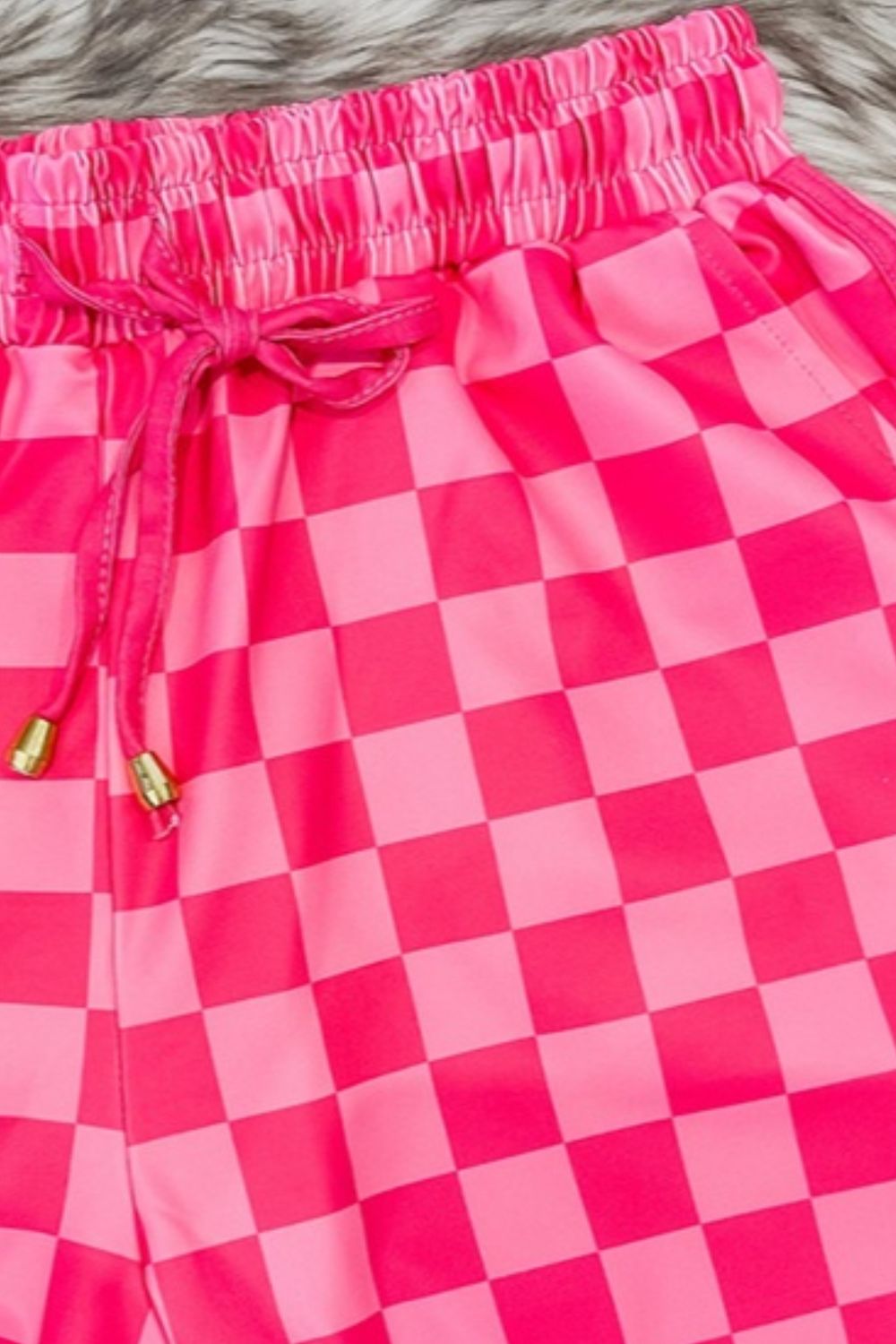 Drawstring Checkered Shorts with Pockets - Shop All Around Divas