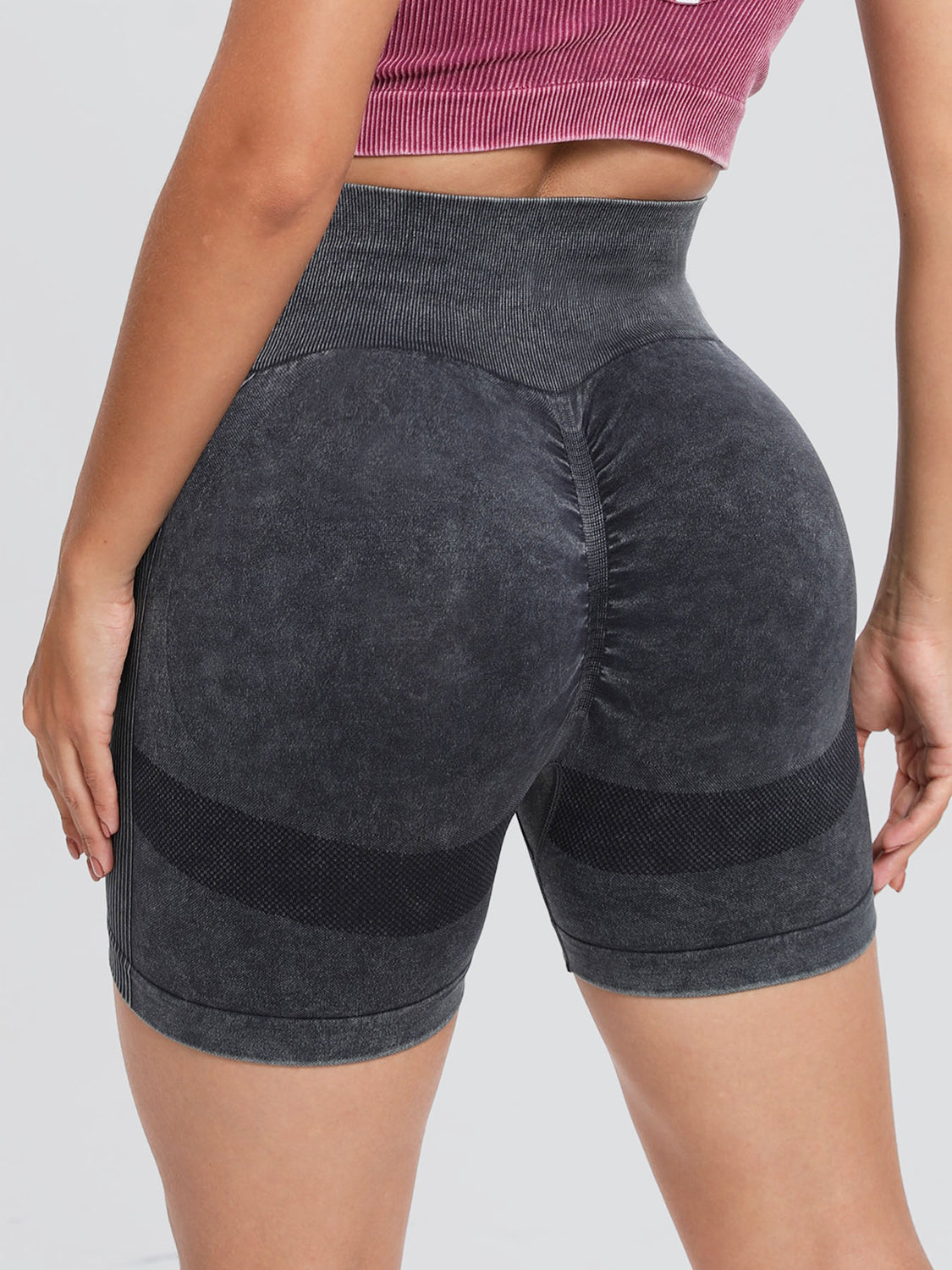 Washed High Waist Active Shorts - 4 Colors Trendsi