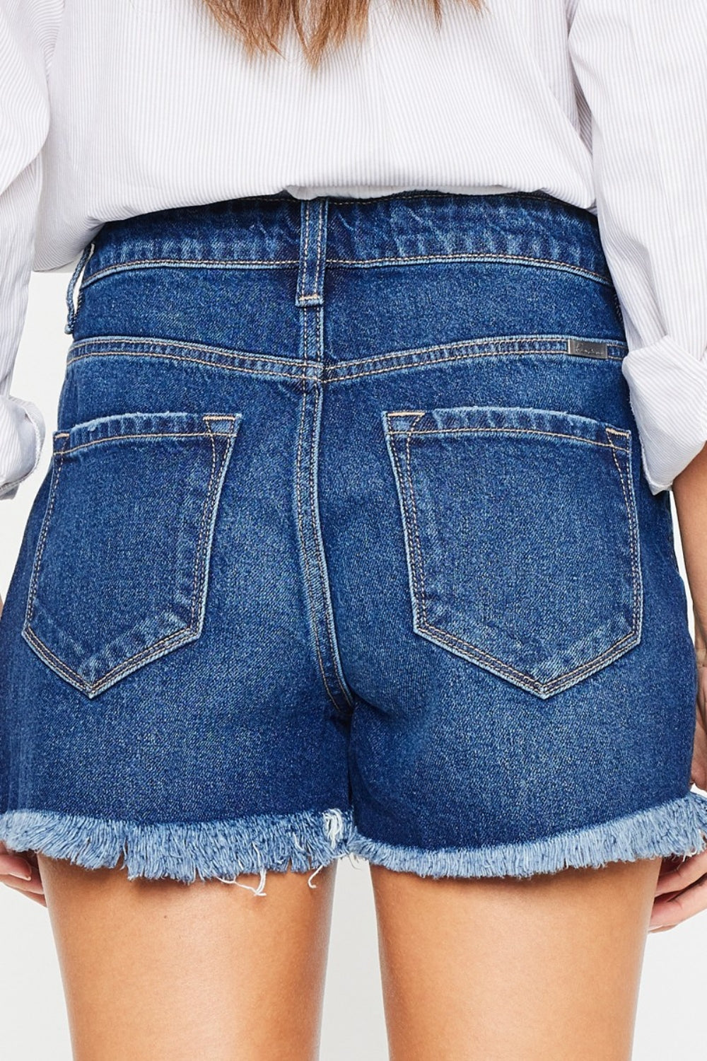 Kancan High Rise Frayed Hem Denim Shorts - Shop All Around Divas