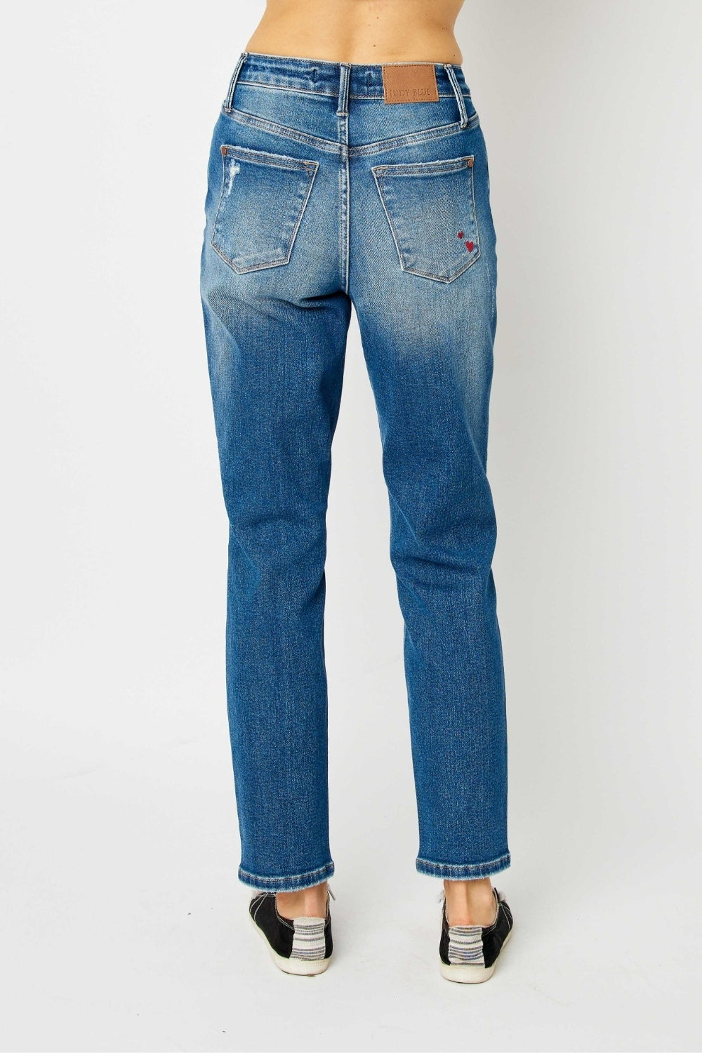 Judy Blue Queen Of Hearts Boyfriend Distressed Slim Jeans - Shop All Around Divas