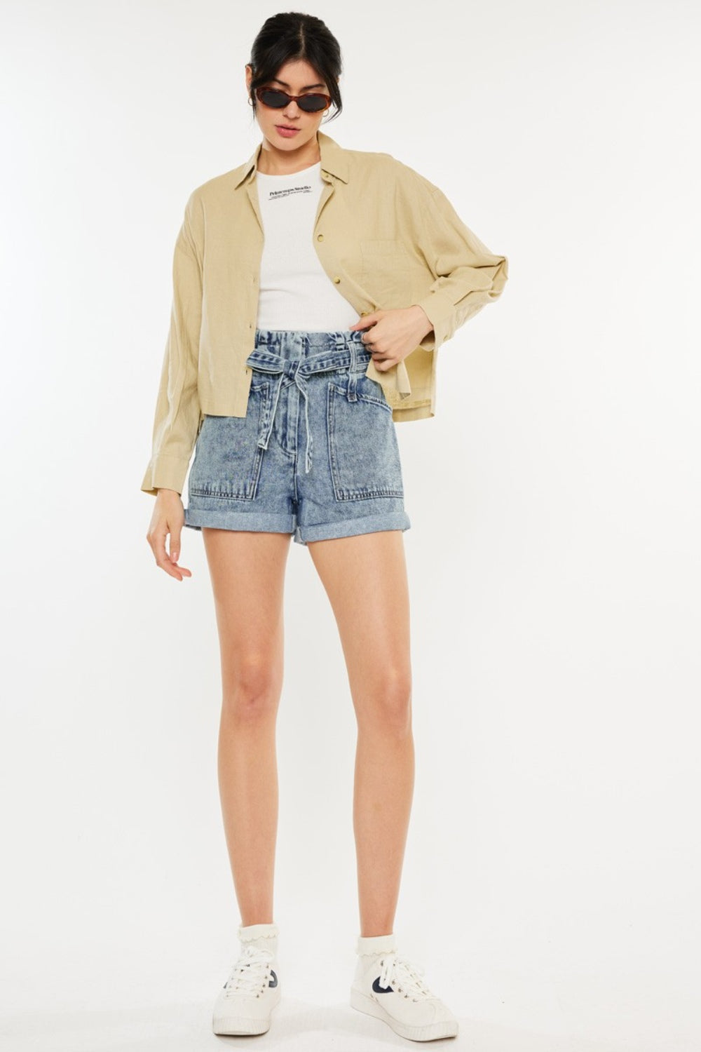 Kancan Ultra High Rise Paperbag Denim Shorts - Shop All Around Divas