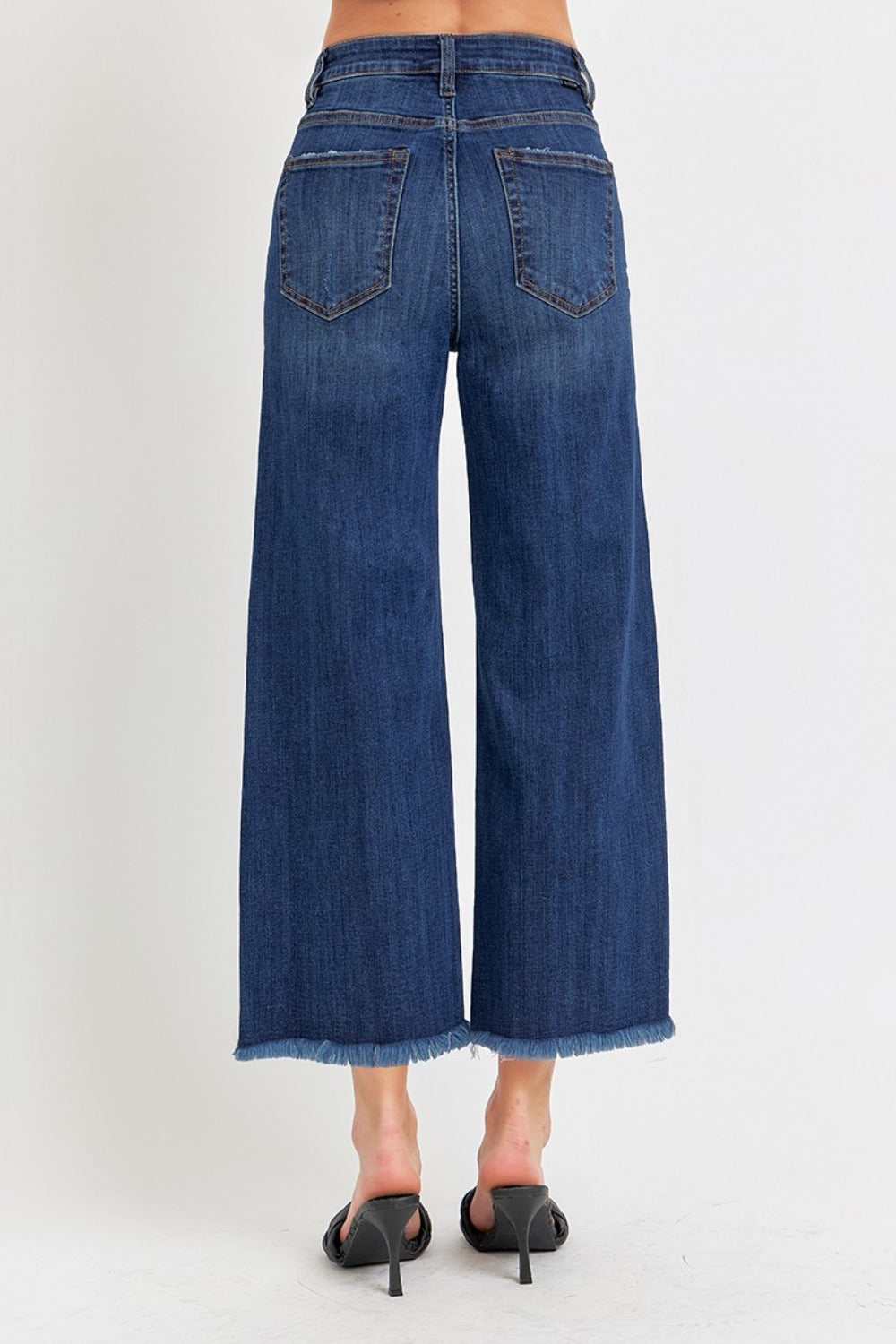 RISEN Full Size Raw Hem Cropped Wide Leg Jeans Trendsi