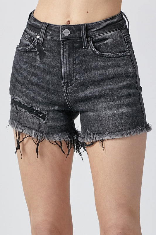 RISEN Raw Hem Denim Shorts with Pockets - Shop All Around Divas