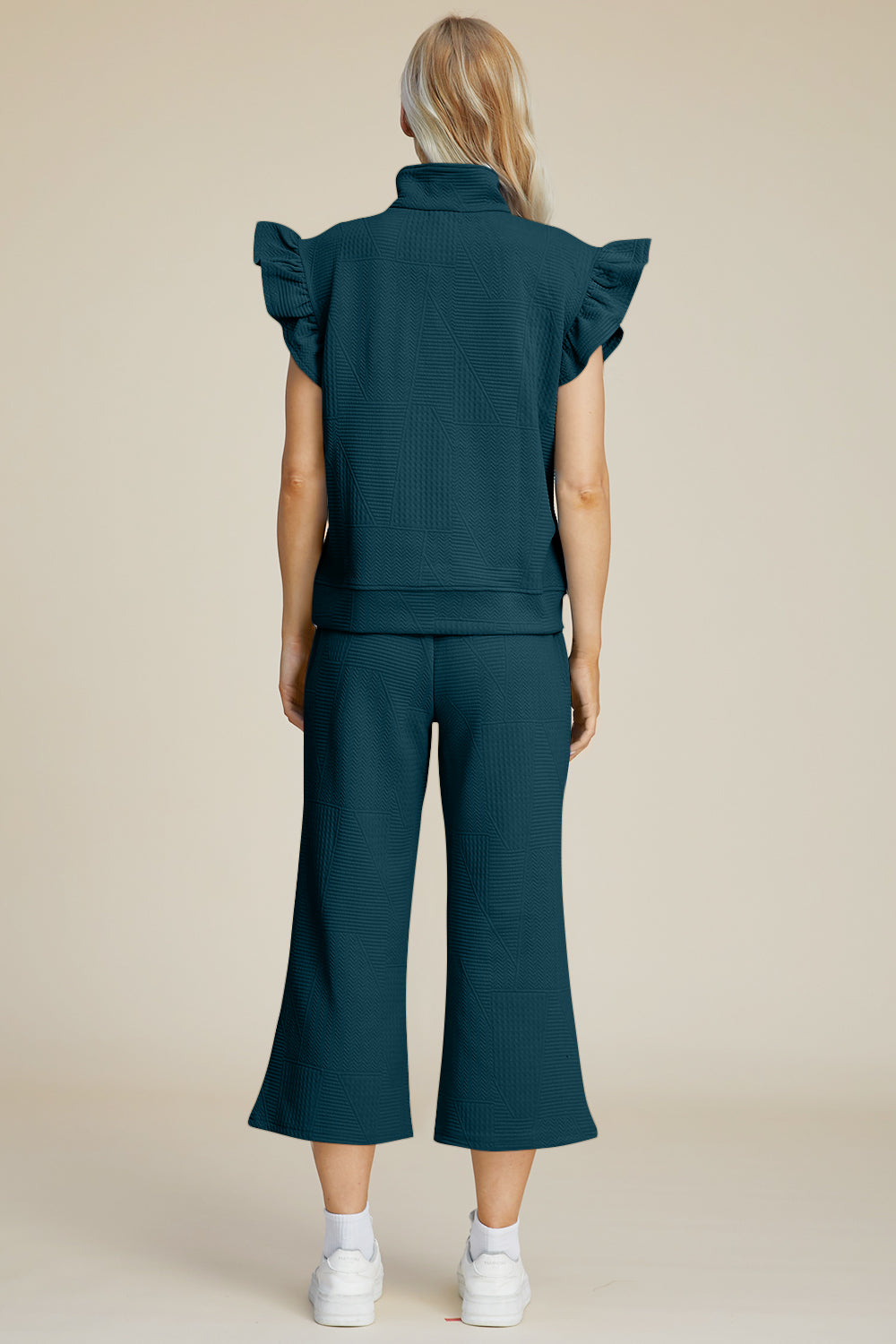 Double Take Texture Ruffle Short Sleeve Top and Wide Leg Pants Set - 5 Colors Trendsi