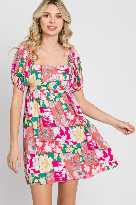 GeeGee Floral Ruff Sleeve Mini Dress - Shop All Around Divas