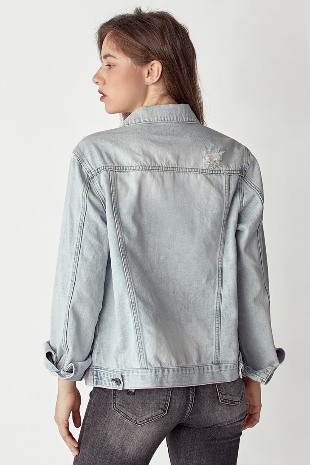 RISEN Distressed Button Up Jacket - Shop All Around Divas