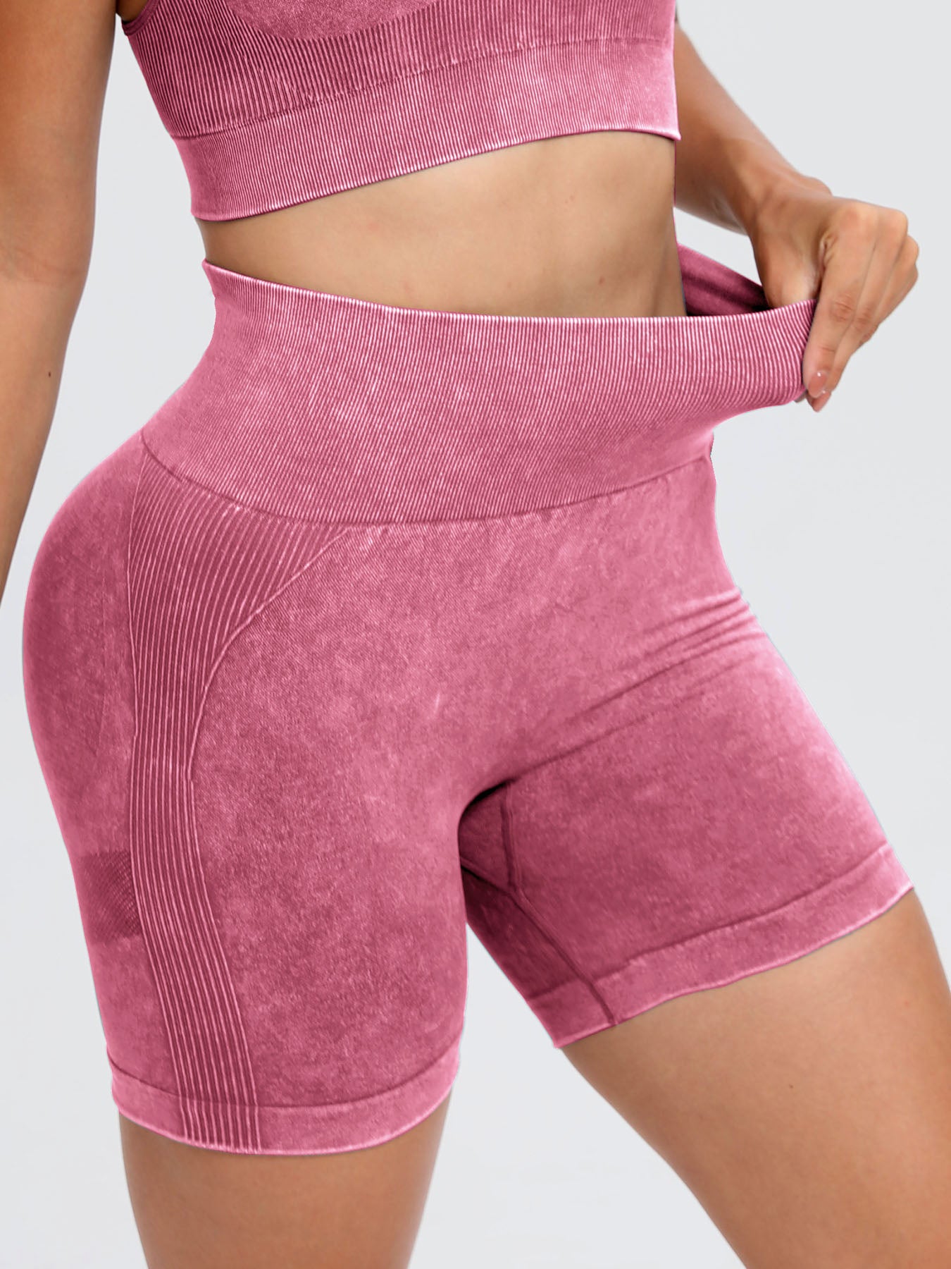 Washed High Waist Active Shorts - 4 Colors Trendsi