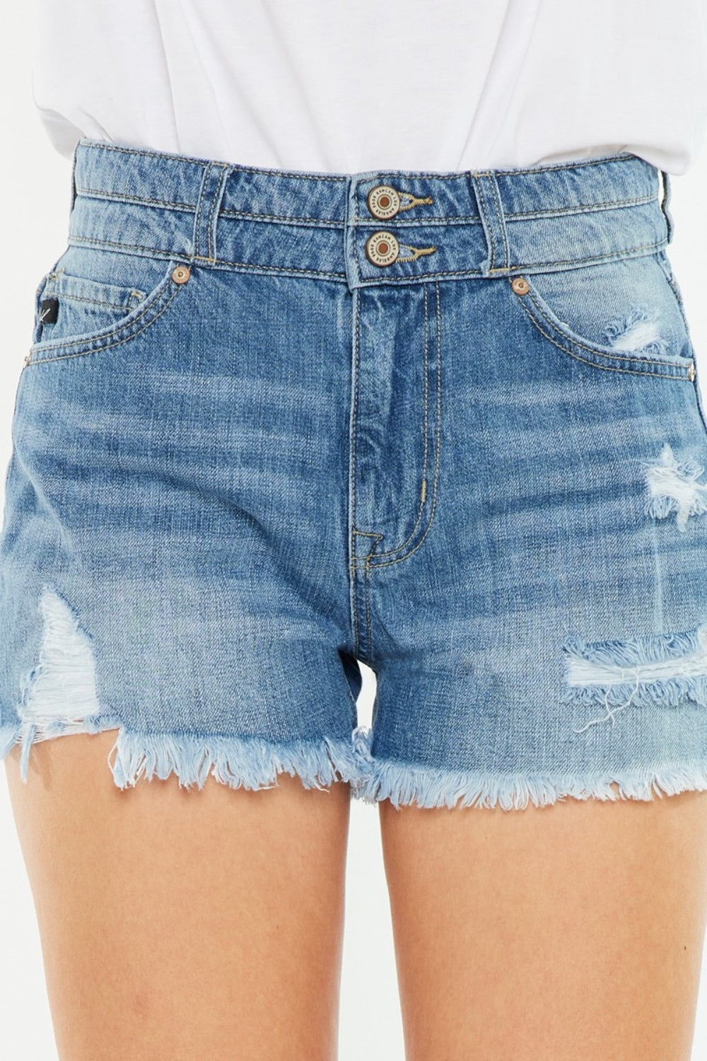 Kancan Full Size High Rise Raw Hem Denim Shorts - Shop All Around Divas