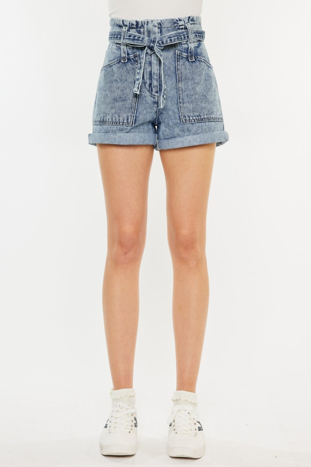 Kancan Ultra High Rise Paperbag Denim Shorts - Shop All Around Divas