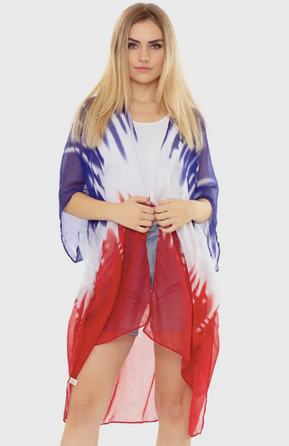 Tie Dye American Flag Kimono - Shop All Around Divas