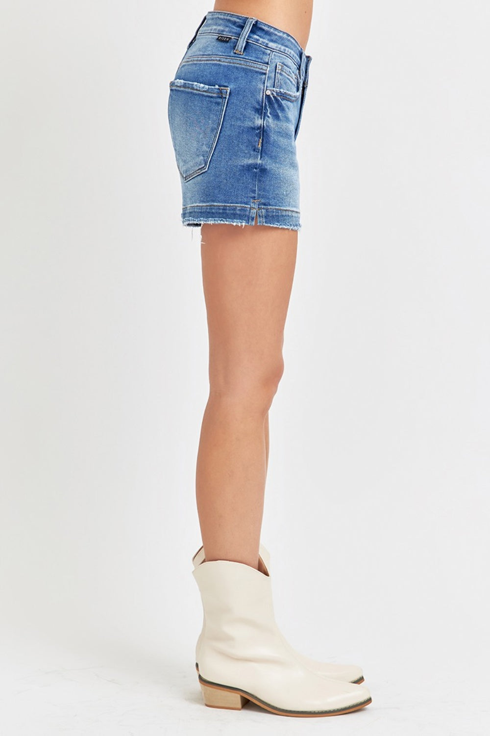 RISEN Low Rise Slit Denim Shorts - Shop All Around Divas