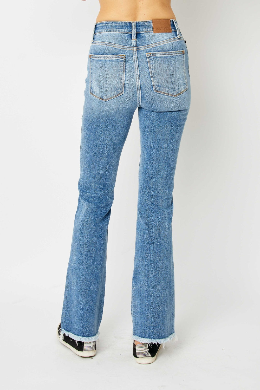 Judy Blue Full Size Distressed Raw Hem Bootcut Jeans - Shop All Around Divas