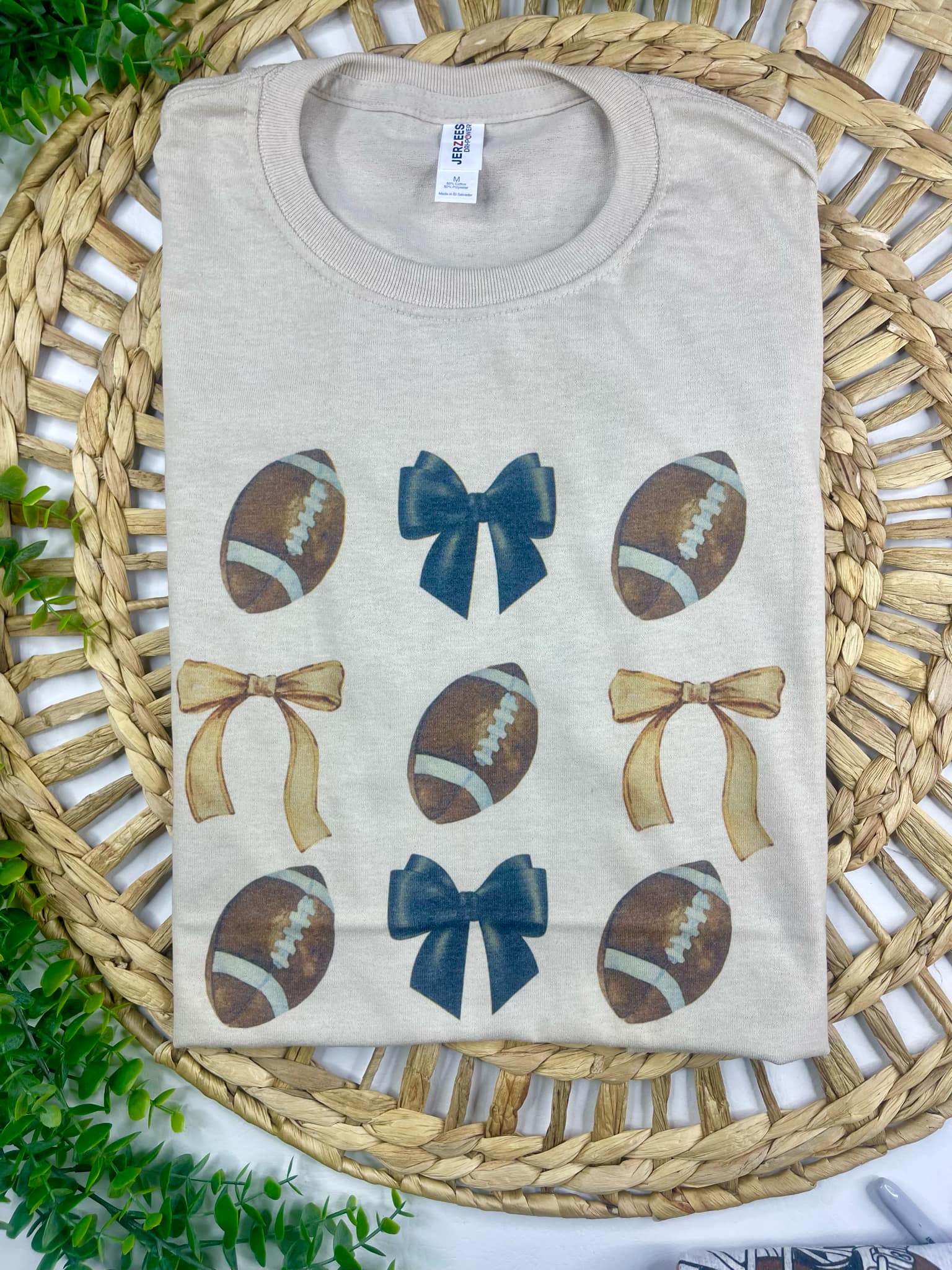 Footballs and Bows T-Shirt 1/2 Penny Wholesale