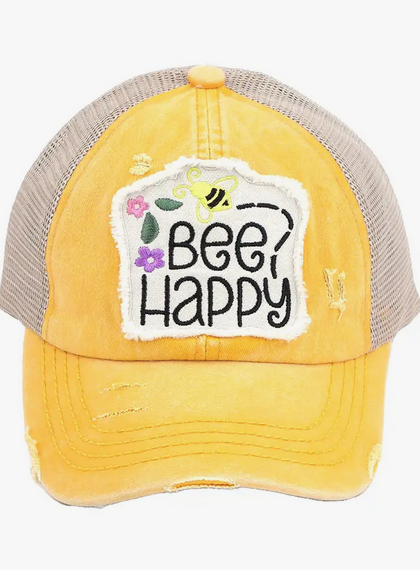 Bee Happy Pony Cap