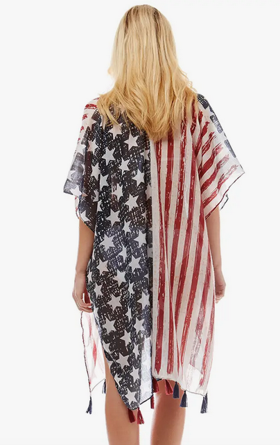 USA Flag Cover Up Kimono - Shop All Around Divas