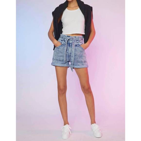 Kancan Ultra High Rise Paperbag Denim Shorts - Shop All Around Divas