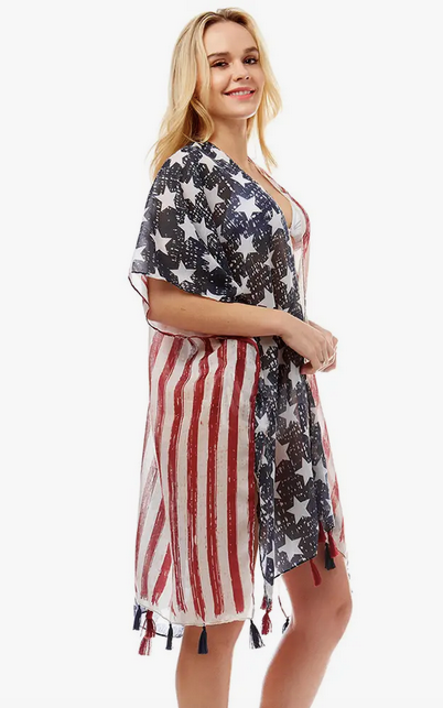 USA Flag Cover Up Kimono - Shop All Around Divas