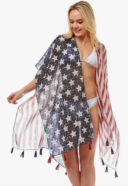 USA Flag Cover Up Kimono - Shop All Around Divas