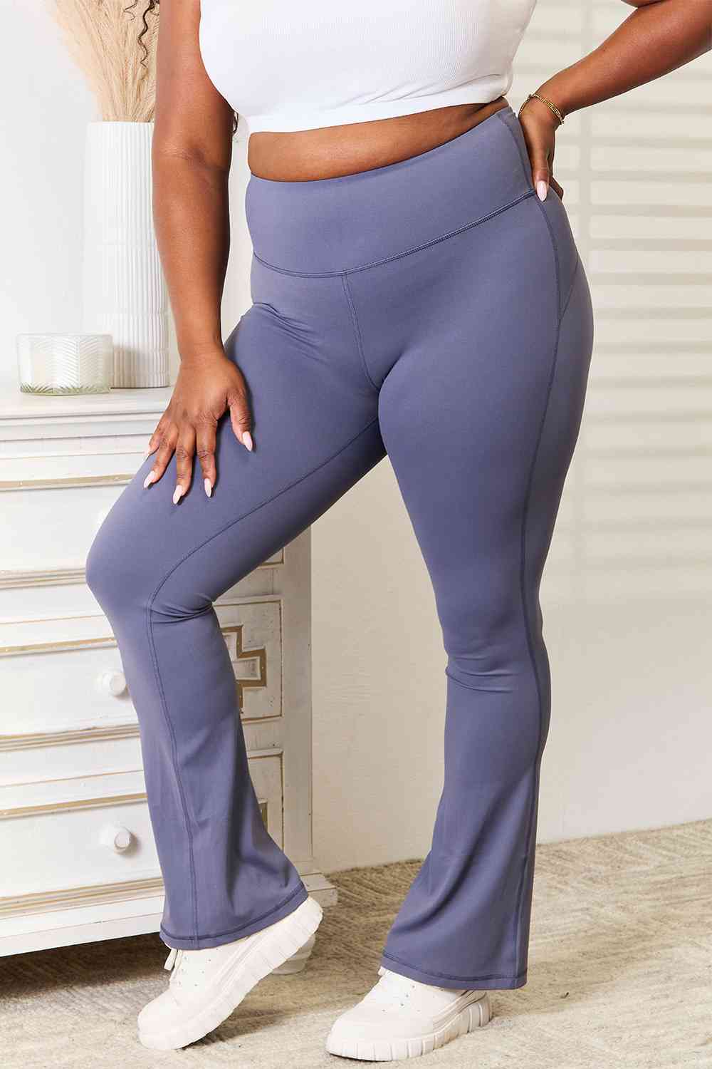 Basic Bae Wide Waistband Bootcut Sports Pants - Shop All Around Divas